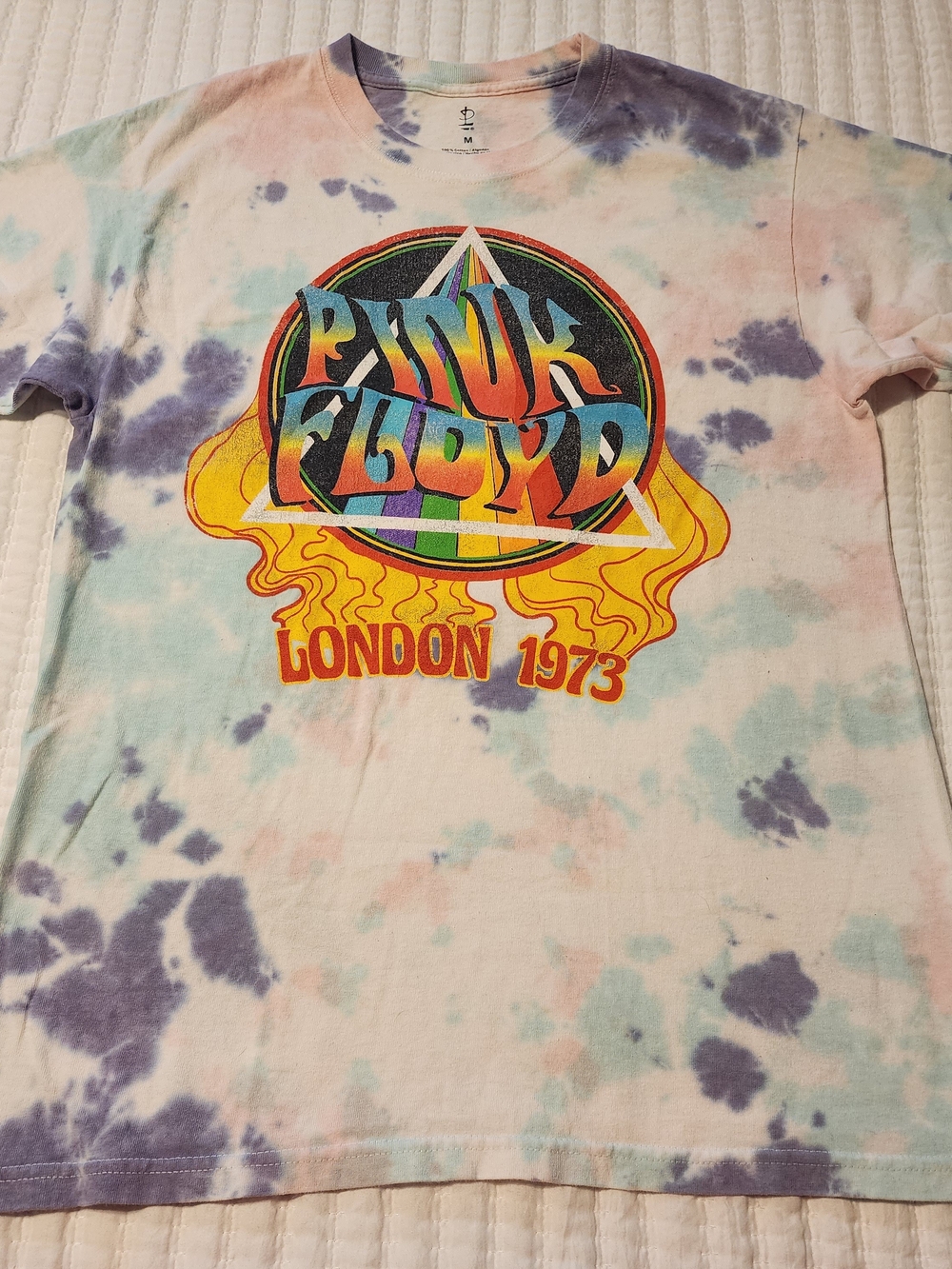 Pink Floyd Pastel Tie-Dye Graphic Tee - Yellow Accent